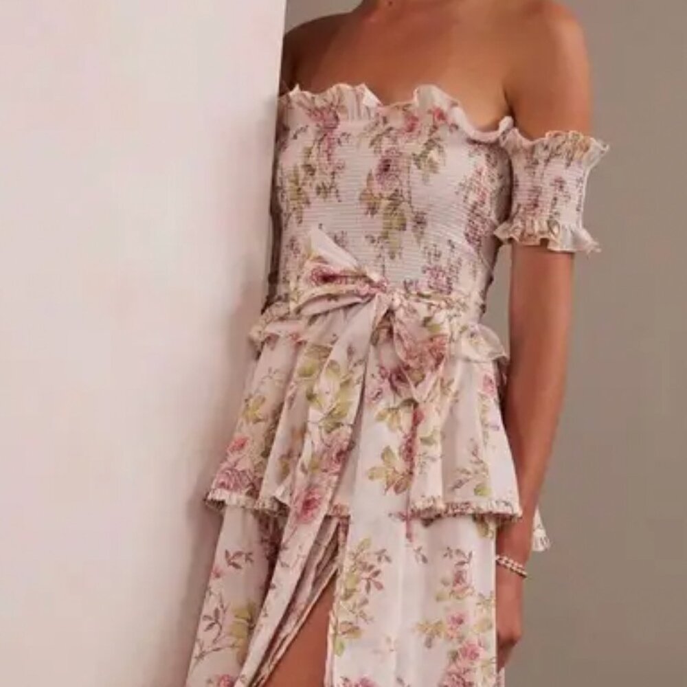 V Chapman The Angelina Dress in Pink Rose Print